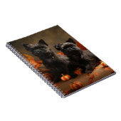 ブルドッグフランスの子犬の秋の喜びカボチャ ノートブック (右側)