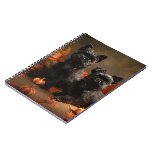 ブルドッグフランスの子犬の秋の喜びカボチャ ノートブック (左側)