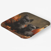 ブルドッグフランスの子犬の秋の喜びカボチャ ペーパープレート (傾斜あり)