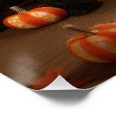 ブルドッグフランスの子犬の秋の喜びカボチャ ポスター (コーナー)