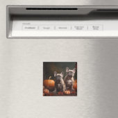 ブルドッグフランスの子犬の秋の喜びカボチャ マグネット (インサイチュ (食洗機))