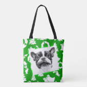 ブルドッグフランスの子犬クリスマスツリーベルリース トートバッグ (裏面)