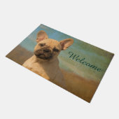 ブルドッグフランスの子犬ヴィンテージへようこそ –  ドアマット (アングル)