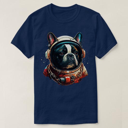 ブルドッグフランスの宇宙飛行士 Tシャツ (デザイン正面)