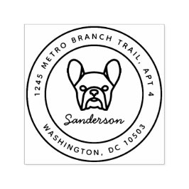 ブルドッグフランスの差出人住所スタンプ自己インク セルフインキングスタンプ