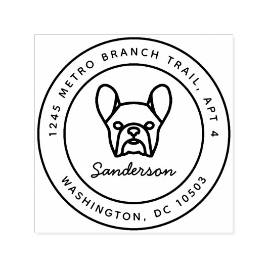 ブルドッグフランスの差出人住所スタンプ自己インク セルフインキングスタンプ (デザイン)