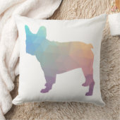 ブルドッグフランスの幾何カラフルシルエット クッション (ブランケット)