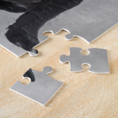 ブルドッグフランスの座って水彩油絵 ジグソーパズル (側面)