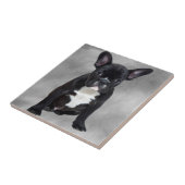 ブルドッグフランスの座って水彩油絵 タイル (側面)