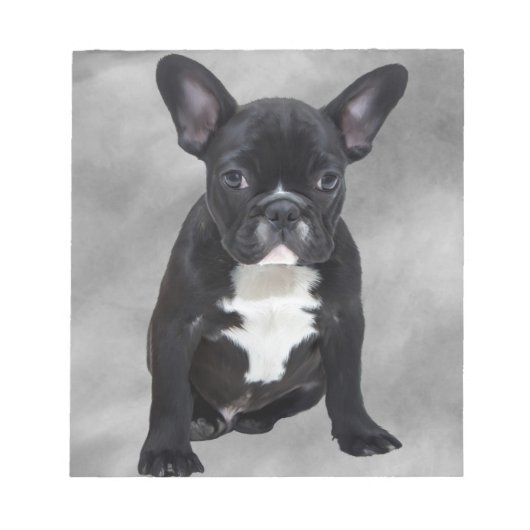 ブルドッグフランスの座って水彩油絵 ノートパッド (正面)