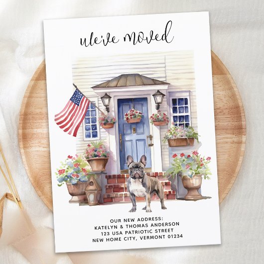 ブルドッグフランスの愛国的なカスタムペット犬の移動 案内状