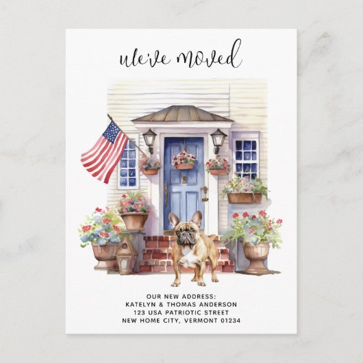 ブルドッグフランスの愛国的ペットフレンチキードムービング 案内ポストカード (正面)