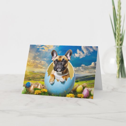 ブルドッグフランスの折り畳みホリデーカード シーズンカード (正面)