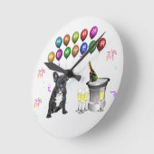 ブルドッグフランスの新年 ラウンド壁時計 (傾斜)