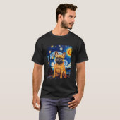 ブルドッグフランスの星空の夜犬 Tシャツ (正面フル)