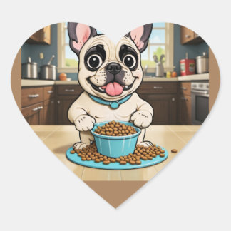 ブルドッグフランスの漫画のステッカー ハートシール