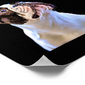 ブルドッグフランスの漫画フィルターステーキディナーおもしろいドッグ ポスター (角)