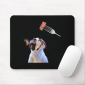 ブルドッグフランスの漫画フィルターステーキディナーおもしろいドッグ マウスパッド (マウス)