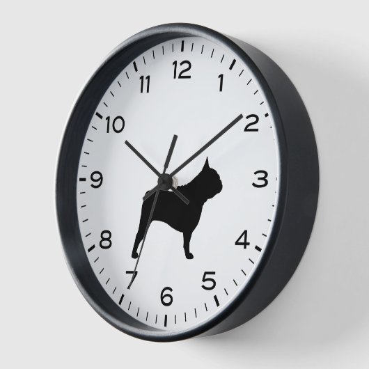 ブルドッグフランスの犬がシルエットを育てる 壁時計 (傾斜)