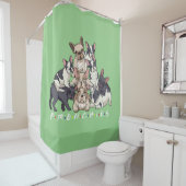 ブルドッグフランスの犬のオーナー女性男性 シャワーカーテン (インサイチュ)