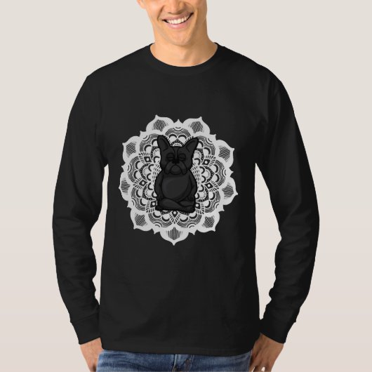 ブルドッグフランスの瞑想曼荼羅 Tシャツ (正面)