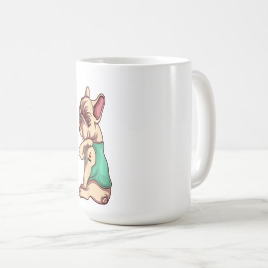 ブルドッグフランスの私はママのタトゥー大好きおもしろい コーヒーマグカップ (正面右)