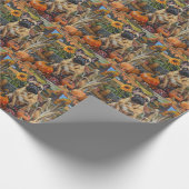 ブルドッグフランスの秋の収穫感謝祭 ラッピングペーパー (角)