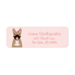 ブルドッグフランスの笑顔の花ピンク ラベル