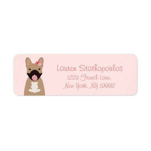 ブルドッグフランスの笑顔の花ピンク ラベル (正面)