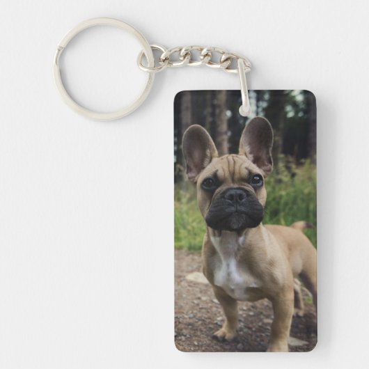 ブルドッグフランスの装飾用クッション キーホルダー (正面)