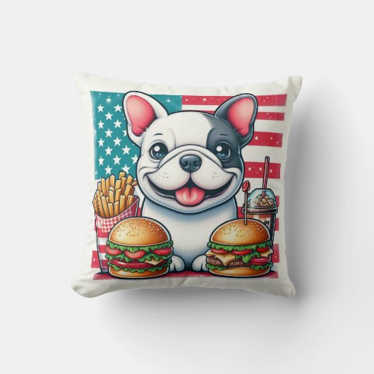 ブルドッグフランスの装飾用クッション クッション (正面)