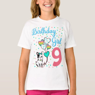 ブルドッグフランスの誕生パーティー、フランス語の少女服 Tシャツ