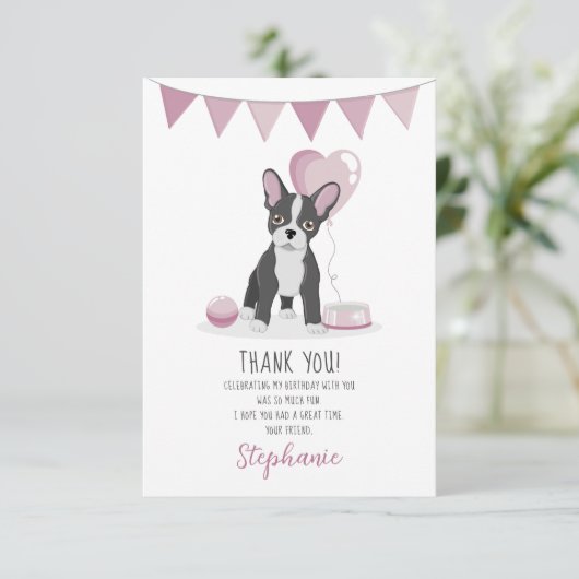 ブルドッグフランスの誕生日ありがとう 招待状 (スタンド正面)