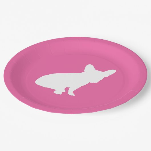 ブルドッグフランスの赤ちゃんシャワーフレンチピンク ペーパープレート (アングル)