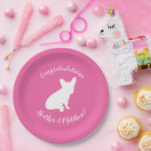 ブルドッグフランスの赤ちゃんシャワーフレンチピンク ペーパープレート (パーティー)