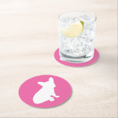 ブルドッグフランスの赤ちゃんシャワーフレンチピンク ラウンドペーパーコースター (インサイチュ)