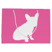 ブルドッグフランスの赤ちゃんシャワーフレンチピンク ラージペーパーバッグ (裏面)