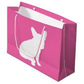 ブルドッグフランスの赤ちゃんシャワーフレンチピンク ラージペーパーバッグ (正面アングル)