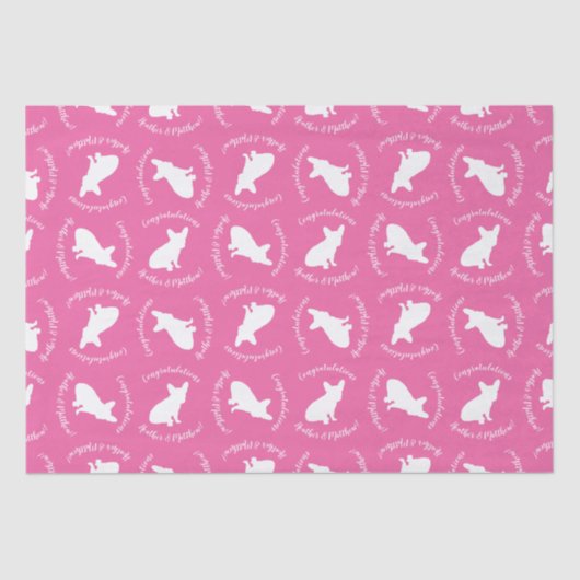 ブルドッグフランスの赤ちゃんシャワーフレンチピンク 薄葉紙 (正面)