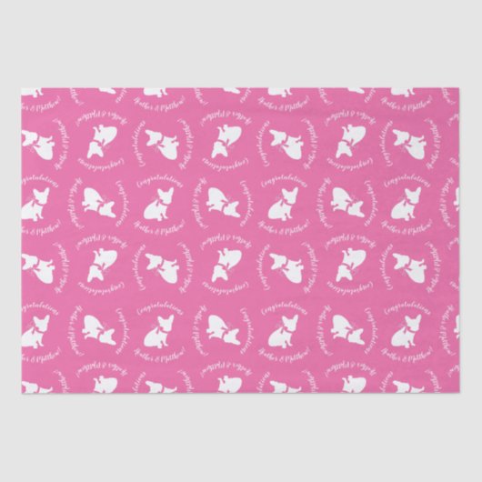 ブルドッグフランスの赤ちゃんシャワーフレンチフレンチピンク 薄葉紙 (正面)