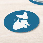 ブルドッグフランスの赤ちゃんシャワーFrenchy Frenchie Blue ラウンドペーパーコースター (アングル)