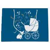 ブルドッグフランスの赤ちゃんシャワーFrenchy Frenchie Blue ラージペーパーバッグ (正面)