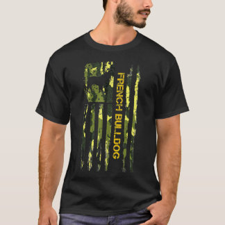 ブルドッグフランスの迷彩柄国旗ブルフランスのドッグ Tシャツ