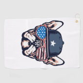 ブルドッグフランスの週末パーティー7月4日 ゴルフタオル (横)