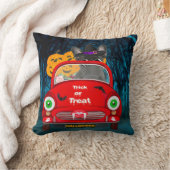 ブルドッグフランスの運転車の怖いハロウィーン クッション (ブランケット)