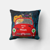 ブルドッグフランスの運転車の怖いハロウィーン クッション (裏面)