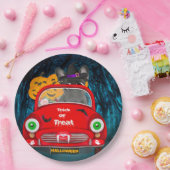 ブルドッグフランスの運転車の怖いハロウィーン ペーパープレート (パーティー)