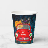 ブルドッグフランスの運転車の怖いハロウィーン 紙コップ (裏面)