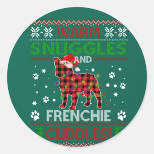 ブルドッグフランスの醜いクリスマスセータークリスマスパジャマ ラウンドシール