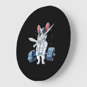 ブルドッグフランスの重量挙げデュおもしろいリフトジム ラージ壁時計 (傾斜)